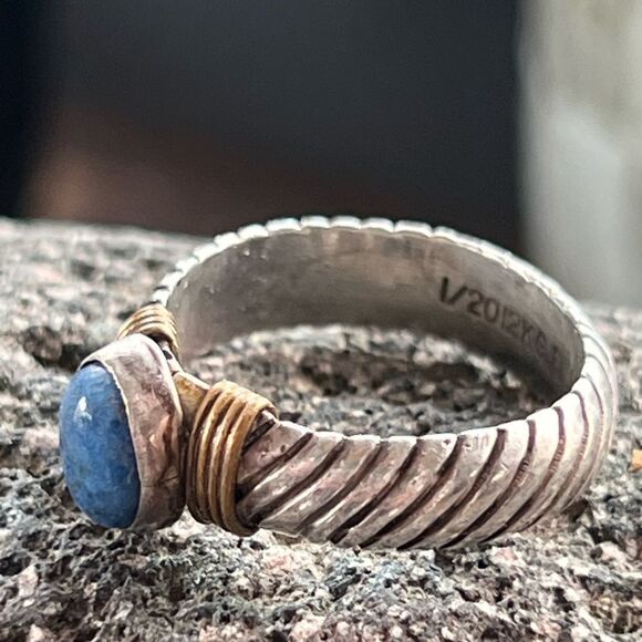 Vintage Sterling 12K Blue Kyanite Twisted Rope Ring size 8 - Picture 11 of 13
